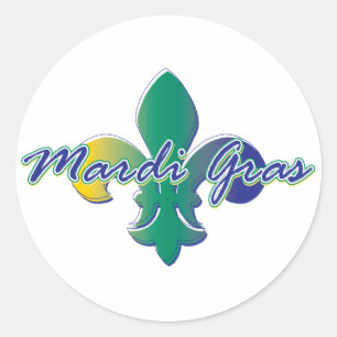 Mardi Gras Fleur de lis tri Ronde Sticker