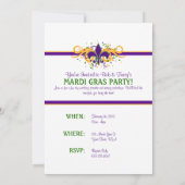 Mardi Gras Fleur-de-Lis-uitnodiging Kaart (Achterkant)