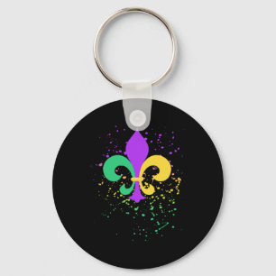 Mardi Gras Fleur De Lis Verfspatten Nola Sleutelhanger