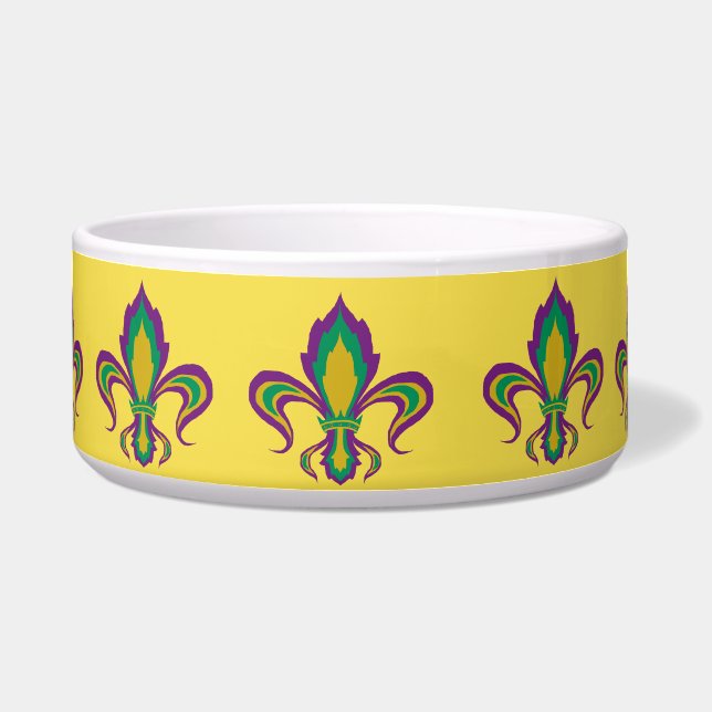 Mardi Gras Fleur De Lis Voerbakje (Voorkant)