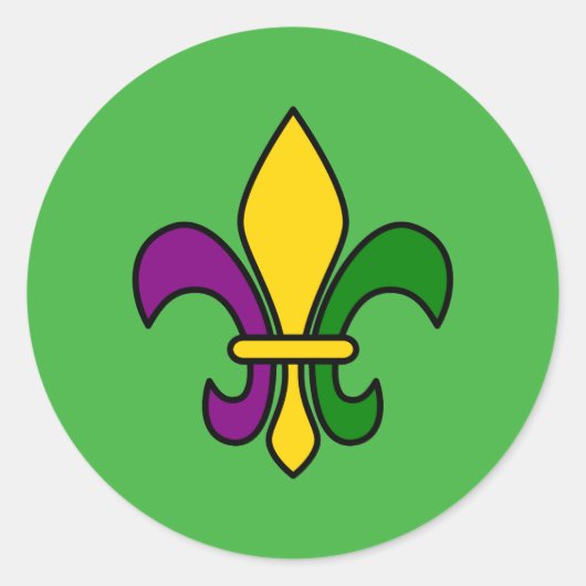 Mardi gras fleur de lys ronde sticker (Voorkant)