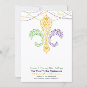 Mardi Gras Fleur DeLis Feest 2 Kaart
