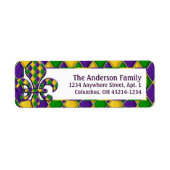 Mardi Gras Fleur Harlequin Pattern Etiket (Voorkant)