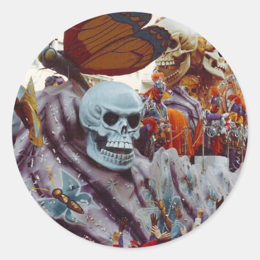 Mardi Gras Float Ronde Sticker (Voorkant)