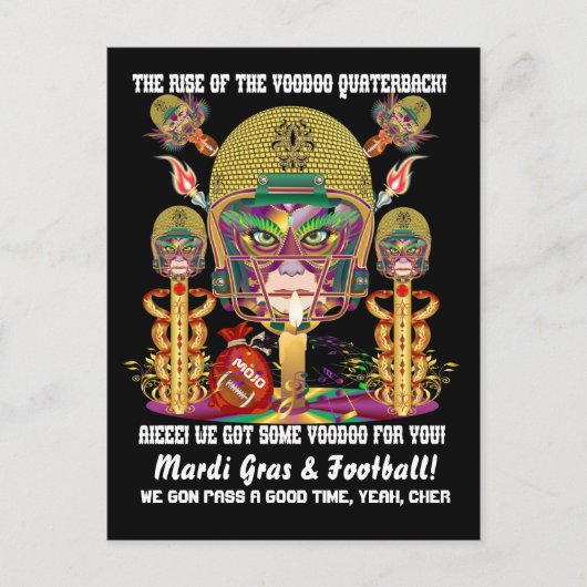 Mardi Gras Football Briefkaart (Voorkant)