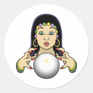 Mardi Gras Fortune Teller Ronde Sticker