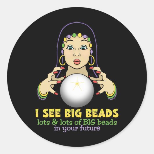 Mardi Gras Fortune Teller Ronde Sticker (Voorkant)