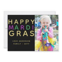 Mardi Gras-fotokaart - Modern Paars Green Gold