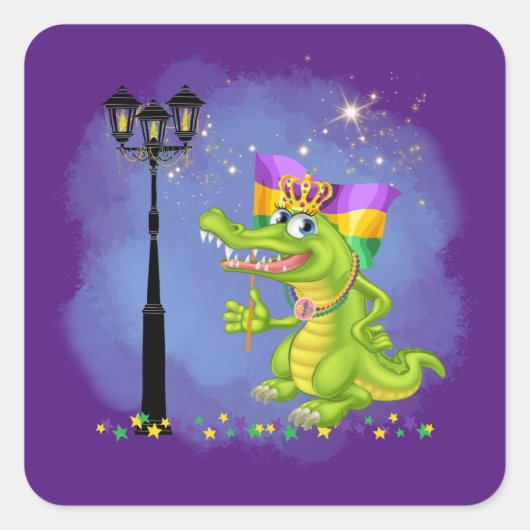 Mardi Gras | Funny Gator Sticker (Voorkant)