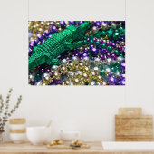 Mardi Gras Gator krads afdrukken Poster (Keuken)