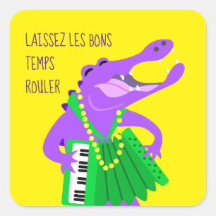Mardi Gras Gator met accordeon Vierkante Sticker