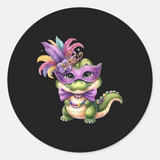 Mardi Gras Gator Sticker (Voorkant)