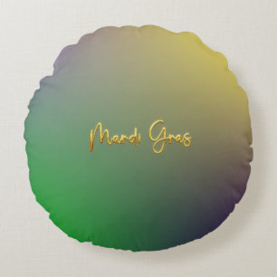 Mardi Gras geel, Paarse, groen Rond Kussen