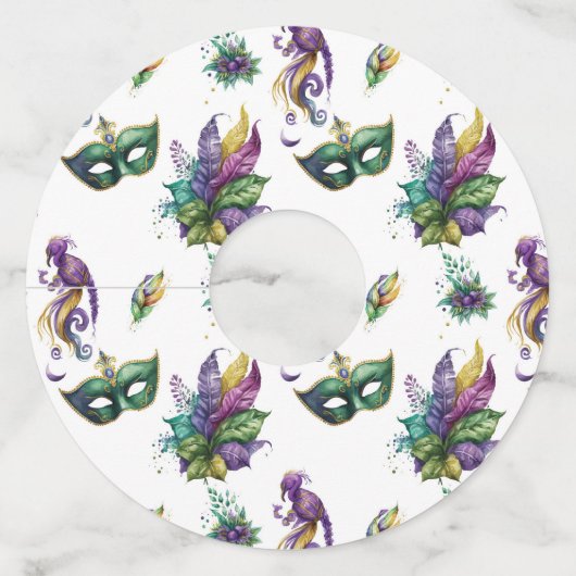 Mardi Gras Geïnspireerd label van wijnglas (Voorkant)