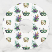 Mardi Gras Geïnspireerd label van wijnglas (Achterkant)