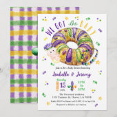 Mardi Gras Gender Reveal Lt Skin Tone Invitation (Devant / Derrière)