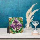 Mardi Gras Glas in lood Fleur de lis Fotoplaat (Insitu)