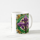 Mardi Gras Glas in lood Fleur de lis Koffiemok (Voorkant rechts)