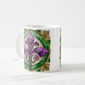 Mardi Gras Glas in lood Fleur de lis Koffiemok (Voorkant links)