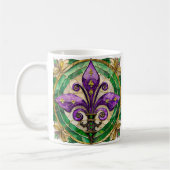 Mardi Gras Glas in lood Fleur de lis Koffiemok (Links)