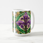 Mardi Gras Glas in lood Fleur de lis Koffiemok (Voorkant rechts)