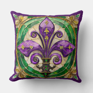 Mardi Gras Glas-in-lood Fleur de lis Kussen