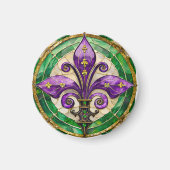 Mardi Gras Glas in lood Fleur de lis Magneet (Voorkant)