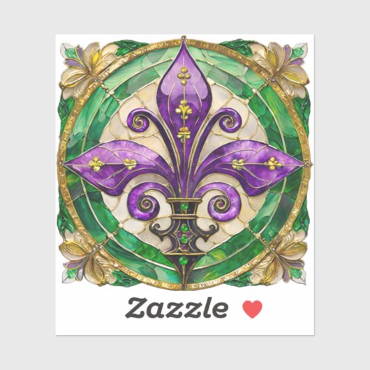 Mardi Gras Glas in lood Fleur de lis Sticker (Vel)
