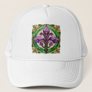 Mardi Gras Glas in lood Fleur de lis Trucker Pet