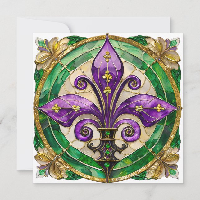 Mardi Gras Glas in lood Fleur di lis (Voorkant)