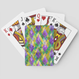 Mardi Gras Glas-in-lood Harlekijn Print Pokerkaarten