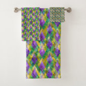 Mardi Gras Glas in lood Harlequin Print Bad Handdoek (Insitu)