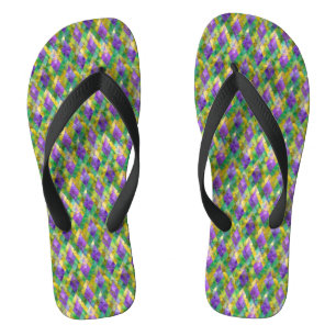 Mardi Gras Glas in lood Harlequin Print Teenslippers