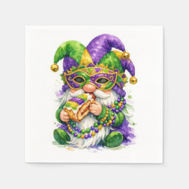 Mardi Gras Gnome Eating King Cake Servet