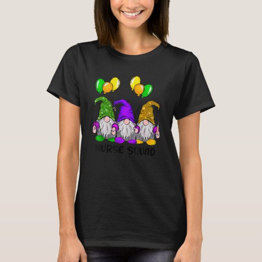 Mardi Gras Gnomes Nurse Squad Funny Carnival Tees (Voorkant)