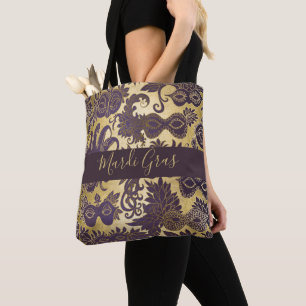 Mardi Gras Gold en Paarse maskers Draagtas