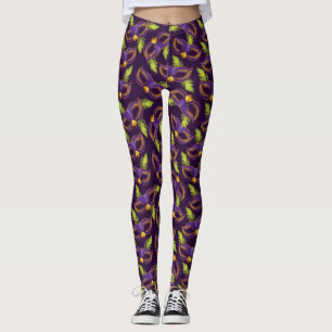 Mardi Gras Gold Green Paars Masker Leggings