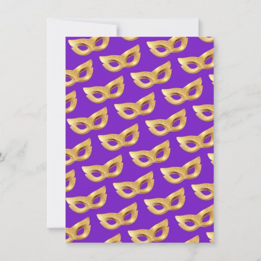Mardi Gras Gold Masquerade Party Invitation (Dos)