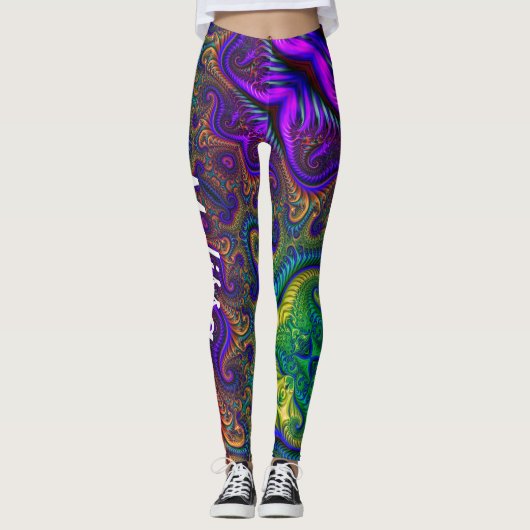 Mardi Gras Gold Purple Black Green Leggings Nom (Devant)