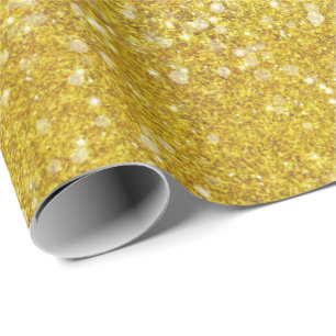 Mardi Gras Gold Solid Color Faux Glitter Bling Cadeaupapier