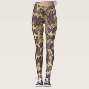 Mardi Gras Goud en Paarse Maskers Leggings
