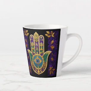 Mardi Gras Goud Paars Groen Hamsas Kunst Latte Mok