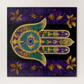 Mardi Gras Goud Paars Groen Hamsas Kunst Legpuzzel (Horizontaal)