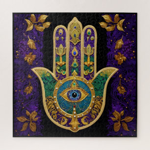 Mardi Gras Goud Paars Groen Hamsas Kunst Legpuzzel