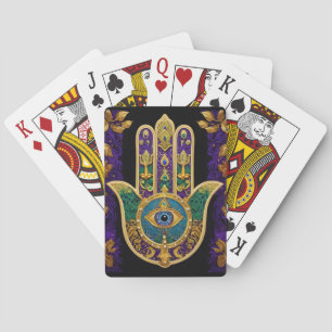 Mardi Gras Goud Paars Groen Hamsas Kunst Pokerkaarten