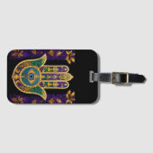 Mardi Gras Gouden Paarse Groene Hamsa's Kunst Bagagelabel (Voorkant (horizontaal))