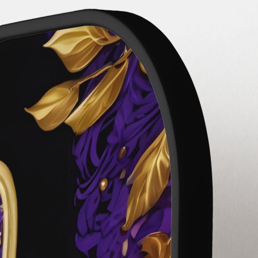 Mardi Gras Gouden Paarse Groene Hamsa's Kunst Pickleball Paddle (Links Detail)