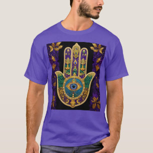 Mardi Gras Gouden Paarse Groene Hamsa's Kunst T-shirt