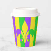 Mardi Gras Green Yellow Paars Fleur-de-Lis Paper Papieren Bekers (Voorkant)
