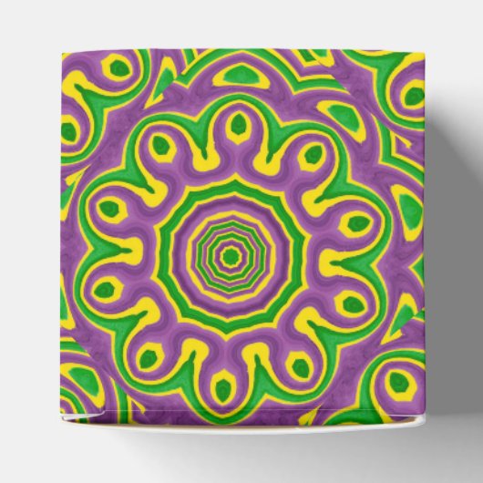 Mardi Gras Green Yellow Paars Pattern Mandala Bedankdoosjes (Bovenkant)